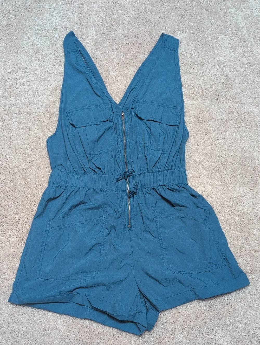 Free People Teal Utility Romper with Pockets
